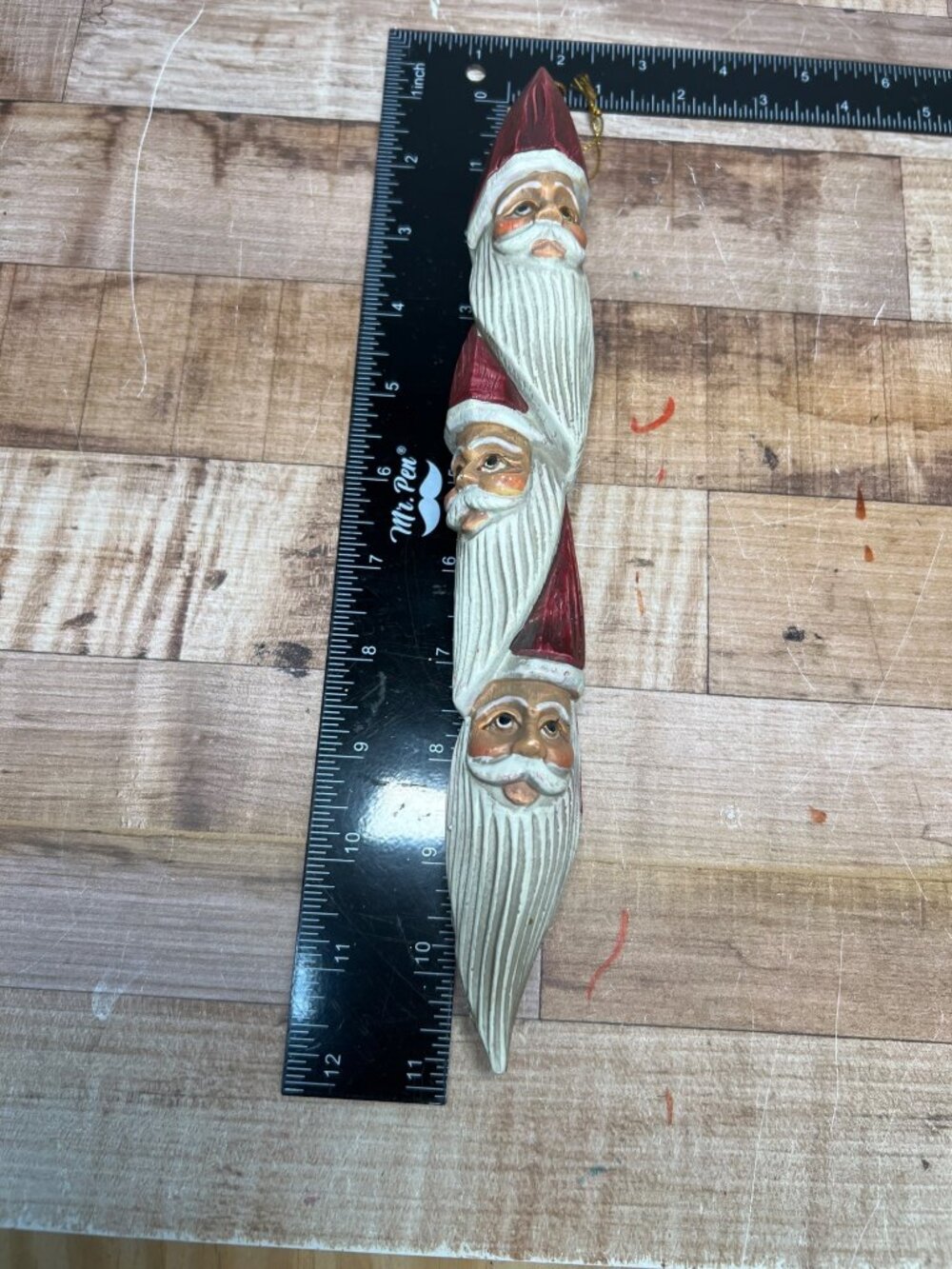 Hand-Carved Wooden Santa Claus Ornament